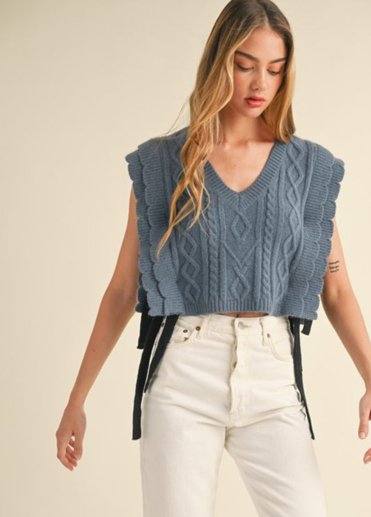 Cable Knit V-Neck Vest